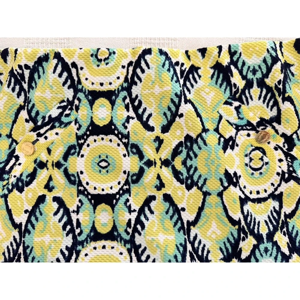 Cappagallo Skort Womens XL Blue Yellow Print Elastic‎ Waist Lined Shorts - Picture 2 of 9